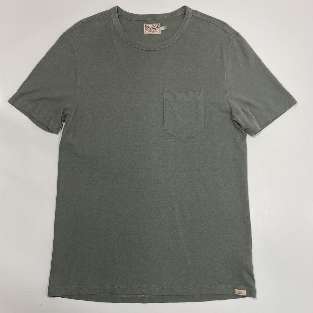 Faherty Sunwashed Organic Hemp/Cotton Crew Tee Mens S Green Slub Sustainable